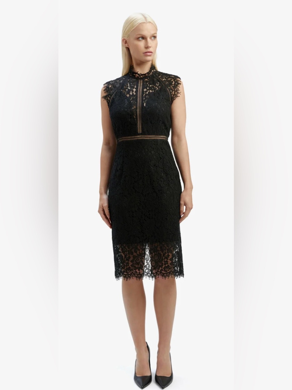 Bardot Lace Panel Dress Black Large